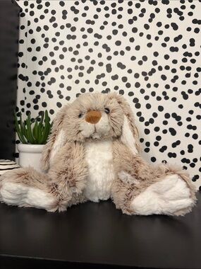 Plush Beige & White Bunny Stuffed Animal